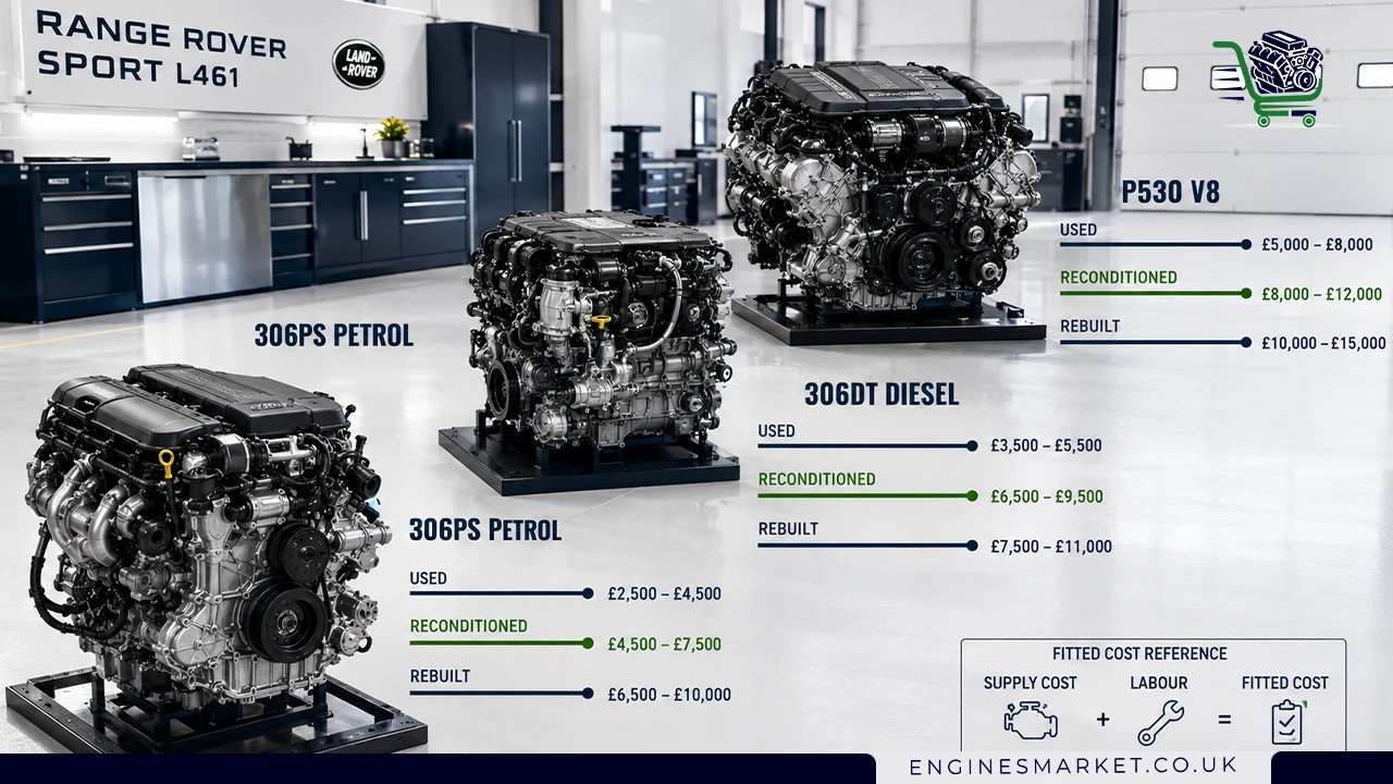 Range Rover Sport L461 Engine Replacement Cost Index 2026 - Cost Comparison Index Table
